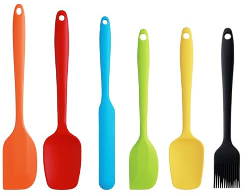 GreenMingle Silicone Spatula [6 PCS] High Heat Resistant Non-Stick Rubber Spatulas Set, Food Grade Baking Spatulas & Oil Brush Kitchen Utensils for Baking, Cooking and Mixing