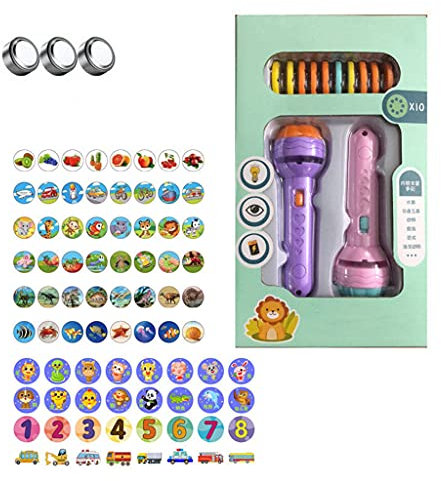 LEEINTO Linterna diapositiva proyector de juguete linterna para niños juguete educativo lámpara de noche para niños luz de sueño preescolar cuento de hadas luz hasta juguete bebé