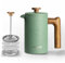 Poliviar French Press Kaffeebereiter 600 ml/21oz, Doppelwandige Isolierte Kaffeekanne und Teebereiter, Handfilter Kaffeepresse mit Plunger & Griff aus Holz, JX2024-SFPLN-DE