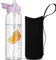 DEARRAY 0.8l Gourde en Verre avec Paille, 800ml Bouteille d'eau en Verre Borosilicaté Anti-fuite avec étui de Protection en Néoprène