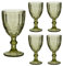 Wine Glasses Set of 4 Embossed Vintage Style Baroque Wine Goblet Glassware Set Dishwasher Safe Wine Glass Set Colourful Footed Chalice Tumblers (Green)