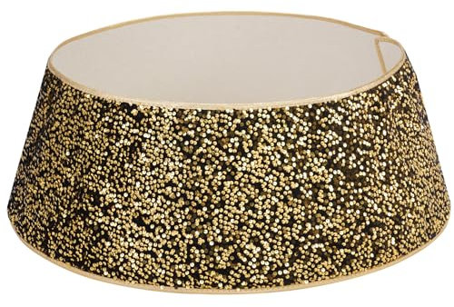 TomteNisse Collier de sapin de Noël – Cache-pied de sapin de Noël à paillettes – Anneau rond pliable pour arbres artificiels – Panier de sapin de Noël noir pour décorations de vacances et décoration
