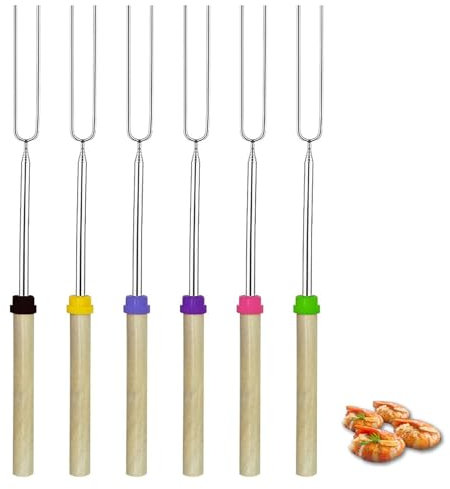 6 PCS Marshmallow Toasting Kit, Campfire Cooking Equipment Toasting Fork, Camping Essentials Retractable Grill Bar, Suitable for Outdoor Activities Bonfire Barbecue