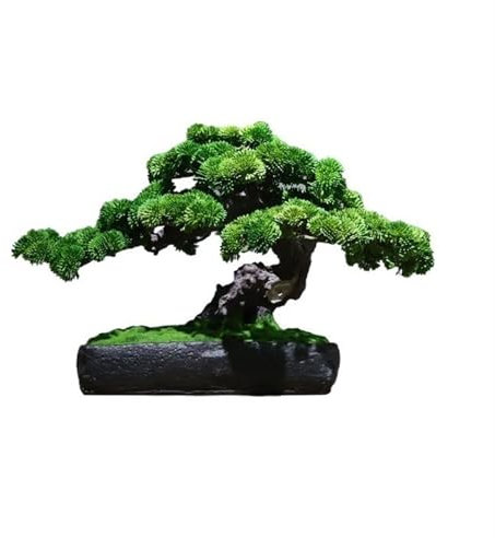 RUNZE765Z künstliche Pflanzen Wohnzimmer Tee Zimmer Eingang Desktop Dekorationen Micro-landschaftsbau Simulation Grün Bonsai Indoor Willkommen Kiefer Ornamente Simulierte Kiefer