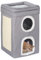 Relaxdays Casa para Gatos con 2 Cuevas, Nivel Superior Abierto, Cama Gatitos, con Rascador, 63x40x40 cm, Gris y Blanco, Poliéster