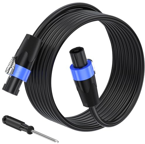 Jumwa Speakon to Speakon Cables 12 Guage Cord Wire for Audio Amplifier with Twist Lock for DJ/PA Heavy Duty Audio, 5M