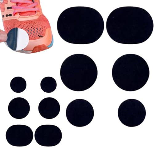 PLABBDPL Selbstklebende Reparatur-Patches, 12 Stück Schuh fersen reparatur, Schuh kleber für Turnschuhe und Kleidung - Runde Patches zur Schuh und Fersenreparatur, Schutz vor Schuhlochbildung, A