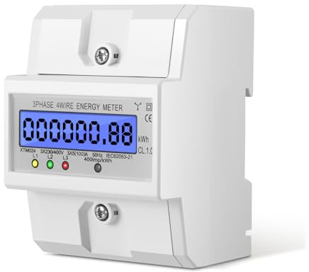 Nastopee 3 Phasen Stromzähler, Drehstromzähler Hutschiene Stromzähler Geeicht mit LCD-Display Stromzähler 3-Phasen 4-Draht für DIN Hutschiene Leistungsmesssystemen Eingesetzt