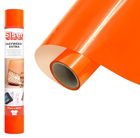 Siser EasyWeed Extra Orange Fluo, 30 cm x 0,5 m, Thermotransfer-Vinyl zur individuellen Gestaltung von Nylon, Leder und beschichteten Textilien