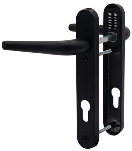 SHIELD HARDWARE uPVC Door Handle 92mm PZ Sprung Pair for PVC and Composite Doors Black 122mm Fixing Centres