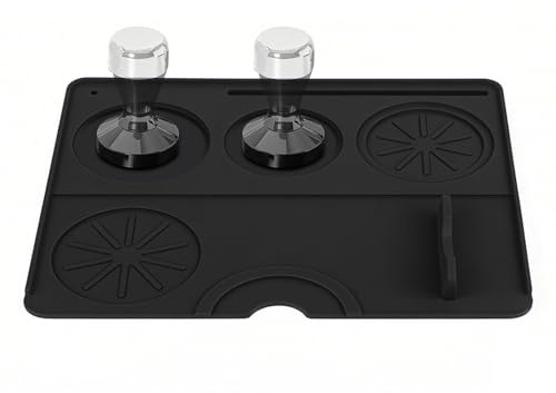 Kaffee Tampermatte - Silikon Tampermatte, Silikon, Rutschfest & Pflegeleicht, Für Barista-Tisch Und Kaffeebar（25*20cm）（Schwarz）