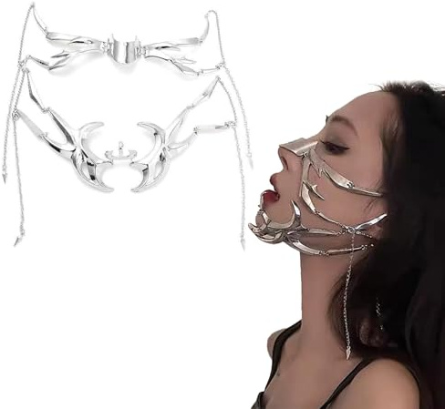 Spldsun 2 Stück Punk Mechanische, Maske Metall Halbmaske, Steampunk-Cyborg-Maske Aus Metall, Cosplay Gesichtsschmuck für Frauen Männer