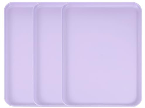 sourcing map Lot de 3 plateaux de service rectangulaires en plastique, 38,1 x 27,6 cm, pour cuisine, restaurant, café, fruits, hamburger, dessert, violet clair