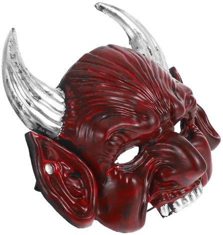 ibasenice Sharp-horned Teufelsmaske Gespenstische Maske Gruselige Halloween-maske Cosplay-gesichtsmaske Halloween-maskerade-masken Gruselige Masken Teufel-dämonen-masken Halbmaske Emulsion