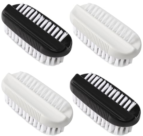 4pcs Nail Brush for Cleaning Fingernails, Nail Brushes for Cleaning, Two Sided Nails Scrubber Brush for Men Women Fingernail Clean Up Brushes (‎White, Black)