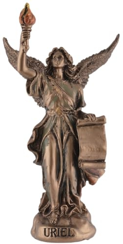 Erzengel Uriel, Engel der Weisheit, Miniatur, aus Kunststein angefertigt, von Hand mit Bronzefarbe bemalt, Veronese Kollektion, 708-78394