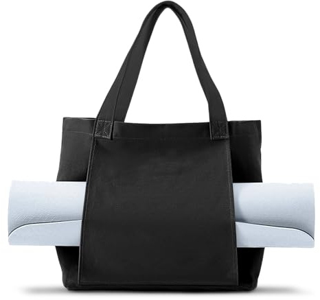 Yogatasche Damen - 45x35x15cm Sporttasche, Reisetasche, mit Nassfach, Flaschenhalter und Durchgehendem Reißverschluss, Matte Einfach Herausnehmen, für Yogamatten & Yoga-Zubehör Fitnesstasche, Schwarz