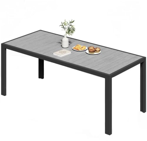 JUMMICO Gartentisch aus Aluminium mit Holzoptik, Wetterfester Outdoor Tisch in 150cm oder 189cm, Stabiler Esstisch für Garten und Terrasse