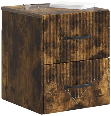 vidaXL Wandmontierter Nachttisch 2 pcs Geräucherte Eiche Holzwerkstoff, Schlafzimmer Aufbewahrungslösungen, rechteckige Moderne Nachttische, Coole Möbel für kuschelige Ecken