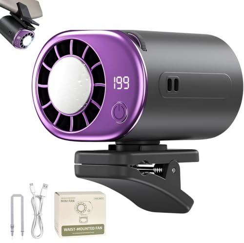 Wuhmhm Car Clip on Air Fan, 360° Rotation &199 Speeds Car Cooling Fan, Mini Portable Personal Fan with LED Display, USB Rechargeable Cooling Fan for Car Outdoor, Travel, Office