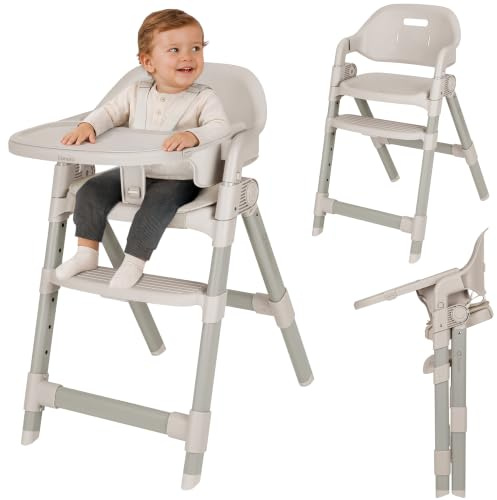 Lionelo Matt 3-in-1 Hochstuhl Baby, Klappbar, wächst mit dem Kind mit | Kinderhochstuhl Ab 6 Monaten bis 110 kg, verstellbare Fußstütze und Sitzfläche, spülmaschinengeeignetes Tablett, 5-Punkt-Gurt