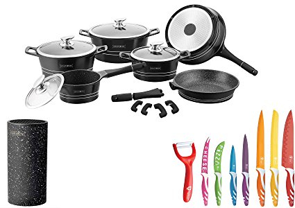 Set di Pentole, Coltelli e Ceppo Royalty Line 23 pz - Nero