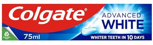 Colgate Advanced White Toothpaste 75ml - teeth whitening toothpaste - clinically proven whitening - whitens in 10 days - with active micro-cleansing crystals - new stain prevention - enamel safe
