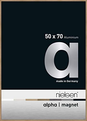 nielsen Aluminium Bilderrahmen Alpha Magnet Acryl, 50 x 70 cm, Hellbraun | Aluminium Posterrahmen im Hoch- & Querformat zum Aufhängen Hellbraun matt bruchsicheres Kunstglas