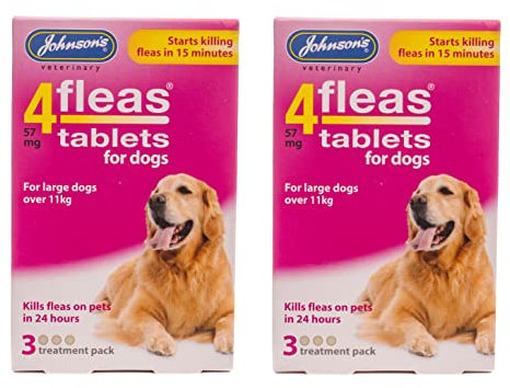 LEEWAY JOHNSONS 4FLEAS TABLETS FOR LARGE DOGS OVER 11KG – 3 TAB PACK - FLEA (2 PACKS)