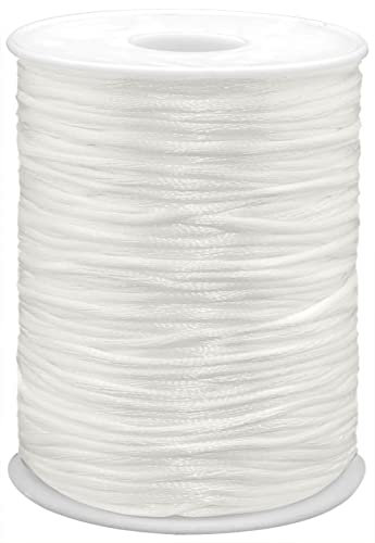YEQIN 2mm x 100 Yards Quality Rattail Nylon Satin Cord Roll, Kumihimo Rattail, Chinese Knot (White)