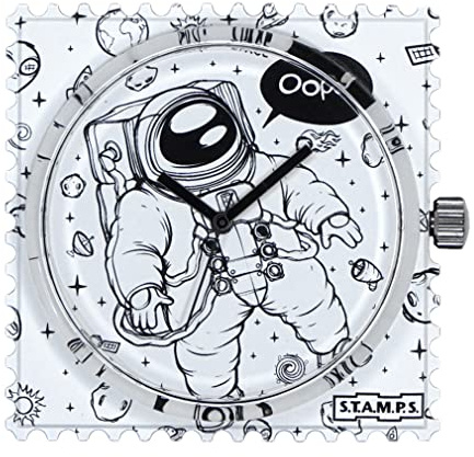 S.T.A.M.P.S. Stamps originelle Uhr Zifferblatt wasserfest - Motiv Astronaut - 105276 - Quarzuhrwerk mit Analoganzeige Sammeluhr