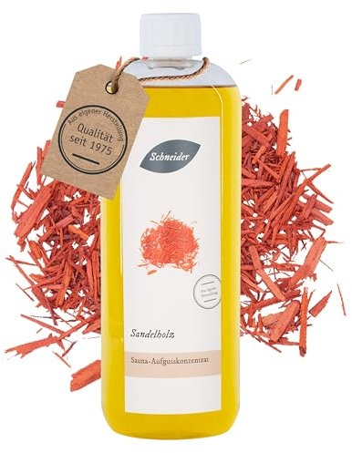 Saunabedarf Schneider Sauna Aufguss Konzentrat Sandelholz - 1000ml, naturreine, ätherische Öle, wohltuender Saunaaufguss & langanhaltendes Dufterlebnis