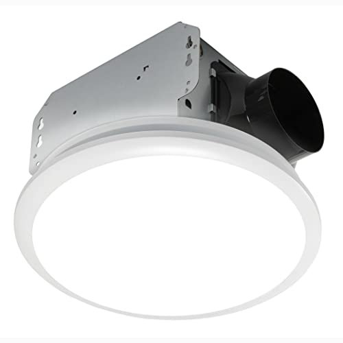 Homewerks Worldwide 7141-80 Bathroom Fan Integrated LED Light Ceiling Mount Exhaust Ventilation, 1.1 Sones, Round 80 CFM