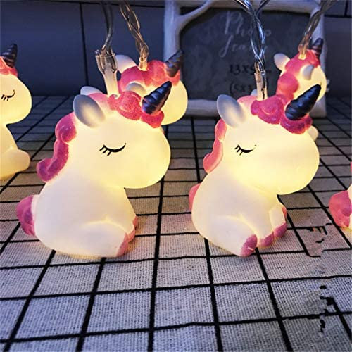 LEDs Lichterkette Cartoon Tiere Batteriebetrieben Deko für Garten, Bäume, Terrasse, Weihnachten, Hochzeiten, Innen und außen 150cm (Buntes Einhorn)