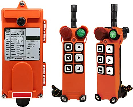 MXBAOHENG Drahtlose Kransteuerung 220 V mit 2 Sender & 1 Empfänger AC/DC | Industrieller Kran Fernbedienung 6 Kanal Fernsteuerung 100 m störungsfrei F21-E1 Elektrohebezeug für Brückenkran Baustelle