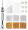 shynek PV-01 Pin Vise for Resin Casting Molds, Shynek Hand Drill for Jewelry Making Resin Tools Includes 1Pcs Push Hand Drill 10Pcs Drill Bits 480Pcs Eye Screws for DIY Keychain (Gold+Silver)