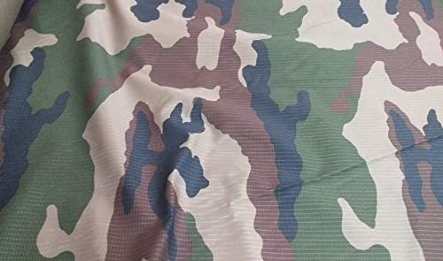 StoffBook SCHWARZ/GRÜN/BEIGE/BRAUN FRANKREICH RIPSTOP CAMOUFLAGE REINE BAUMWOLLE STOFF STOFFE, E187