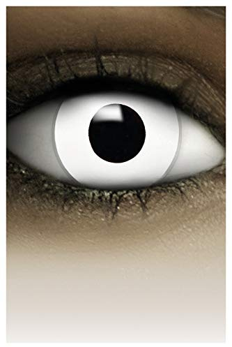 FXCONTACTS Lentilles Halloween ZOMBIE Blanc, 2pcs 1 Paire - Lentilles de Contact Colorées pour Déguisement, Usage Unique, SANS CORRECTION