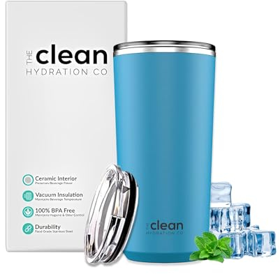 Tumbler Insulated with Lid, Double-Wall Vacuum, 20 Oz Travel, Office Tumbler, Hot & Cold Drinks, Ceramic Interior, Spill-Proof, BPA-Free, No Metal Taste
