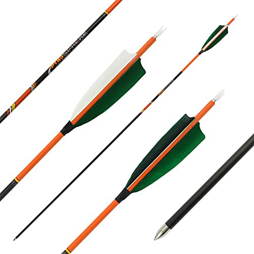 Top 6er Pack - Carbonpfeil - PyroSPHERE Slim - mit Naturfedern - Spine: 600 (25-45 lbs) - 32 Zoll; Pfeil und Bogen, Bogenschießen