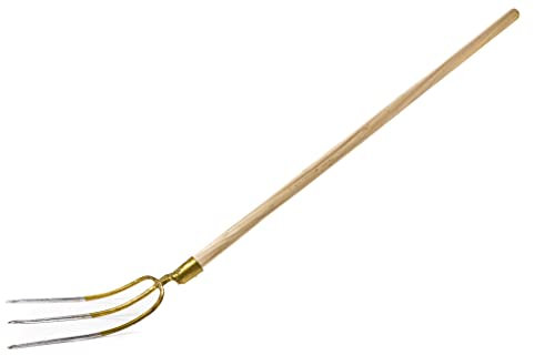 KOTARBAU® Forcone a 3 Denti in Acciaio Temprato Forchetta da Giardino con Manico in Legno 150 cm Forca da Giardino Strumenti Manuali Attrezzi Accessori da Giardino