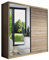 Fabryka Mebli Idźczak Kleiderschrank mit Spiegel - Schwebetürenschrank - Schlafzimmerschrank - 61 x 160 x 195 cm - Schrank für Schlafzimmer, Ankleidezimmer, Garderobe, Wohnzimmer - Sonoma