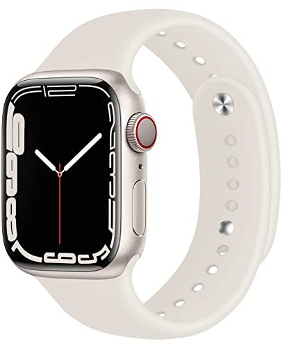 Compatible para Apple Watch Band 49mm 45mm 44mm 42mm Soft Silicone Bracelet for iWatch Ultra Series 8 7 6 SE 5 4 3 2 1 Bracelet Ladies Men Bracelets, 42/44/45/49mm,Starlight(Patentiert)