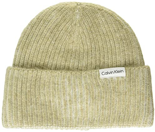 Calvin Klein Damen Soft Beanie, Basic Everyday Essential Accessories Winter-Hut, Melierte Mandel, Einheitsgröße