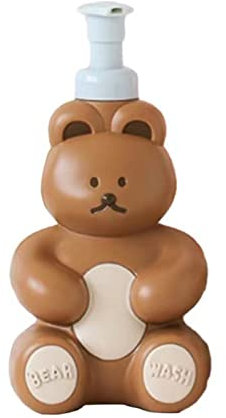 Soap Foam Bottle, Foam Pump Bottle, Cute Bear Shape, with Large Capacity, Pressed Design and Strong Pump Head, Foaming Soap Dispenser for Face Wash, Shower Gel, Hand Soap(Chocolate)