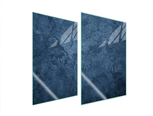 DarHaus Herdabdeckplatten 2 Teilig 35x52 cm Ceranfeldabdeckung Küche Elektroherd Induktion Herdschutz Spritzschutz Glasplatte Schneidebrett, Schiefer Blau