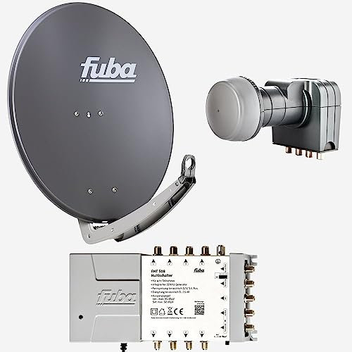 Fuba Sat Anlage 8 Teilnehmer | DAA 780 A Satellitenschüssel 80cm Alu anthrazit (Testergebnis: ausgezeichnet)* + Fuba Quattro LNB + Fuba Sat Multischalter 8 Teilnehmer (DVB-S2, HDTV, UHD 4K/8K, 3D)