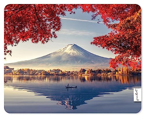 Mauspad im Japan-Design I 24 x 19 cm I Mousepad in Standard-Größe I Mount Fuji-Vulkan Motiv im Frühjahr I Qualitätsdruck auf Zellkautschuk I rutschfest wasserfest und abwischbar I dv1241