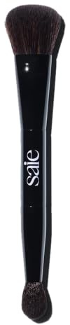 Saie The Double Brush - Multi-Use Dual Ended Makeup Brush - Highlight, Contour, Conceal - Large Face Brush, Precise Application - Vegan, Cruelty-Free (1 Count)