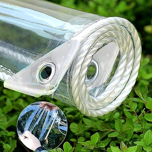 AHWEKR 3' x 6 'transparente wasserdichte Tuch schwere PVC Vinyl 14 mi-dick wasserdichte Tücher, Glaswasserdichte Tücher, mit Metall-Ring, wasserdicht, zerreißen, kalt gegen Wetter